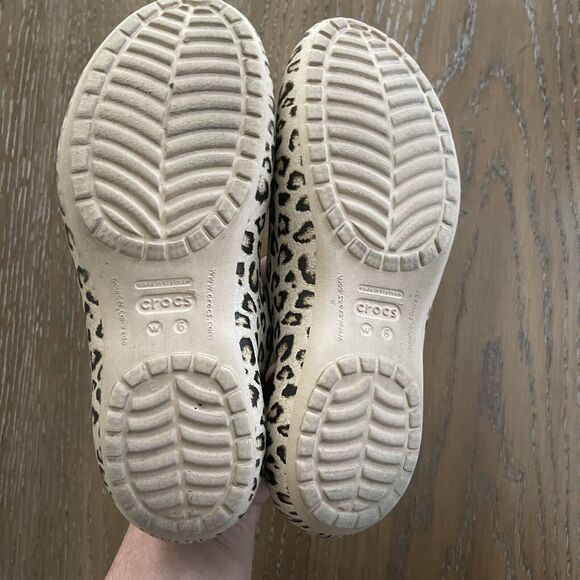 Crocs Kadee Animal Print Shoes Womens Size 6 Beige Slip On Slingback - Picture 7 of 7